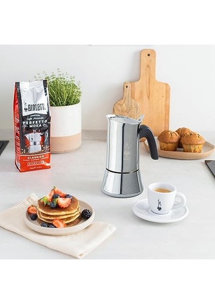 Metrashop - Yeni Venüs Indüksiyonu, Paslanmaz Çelik Italyan Espresso Makinesi, Her Türlü Tabağa Uygun, 4 Kahve Fincanı (170 Ml), Gümüş modelleri
