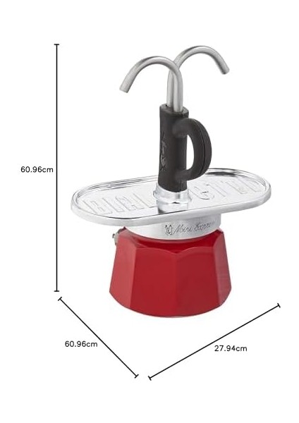 Metrashop Mini Express Magritte, Kaffeemaschine + 2 Schnapsgläser, 2 Tassen, Aluminium modelleri