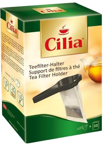 Metrashop 136315 Çay Filtresi Tutacağı, Plastik, 10 Cilia Çay Filtresi Dahil, Siyah