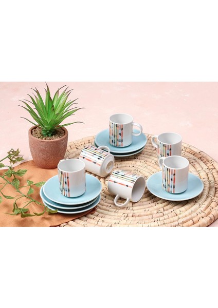 Metrashop Carnival Turkuaz 6 Kişilik Kahve Takımı 90CC