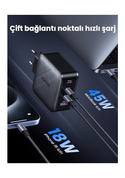 Metrashop USB C Şarj Cihazı 65 W USB C Güç Kaynağı 4 Port Gan Charger Pd Şarj Cihazı MacBook Pro/air, iPhone 14/14 Pro/14 Pro Max/13 Pro/12, iPad Pro, S23 Ultra, S23+, S23 Vb. ile Uyumlu