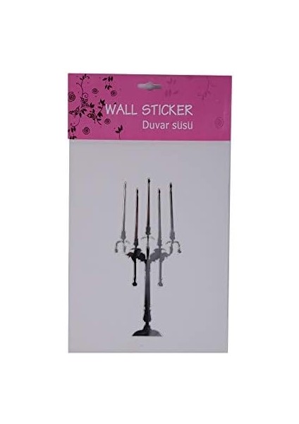 Metrashop Aynalı Duvar Süsü (Sticker) Şamdan Şekilli