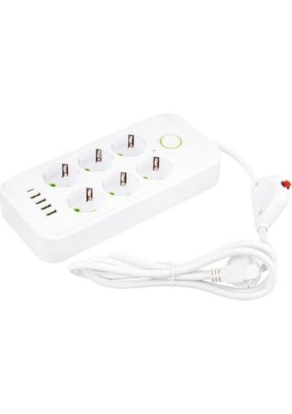 Metrashop 6'lı Akım Korumalı Priz, 1.5 Metre Kablo, 4 x Usb, 1 x Type-C Pd Girişli, Altılı Priz Çoklayıcı Grup Priz, Maks 16A Kapasite, 3000W Güç, Anahtarlı, Topraklı, Çocuk Korumalı, (Beyaz) fiyatları