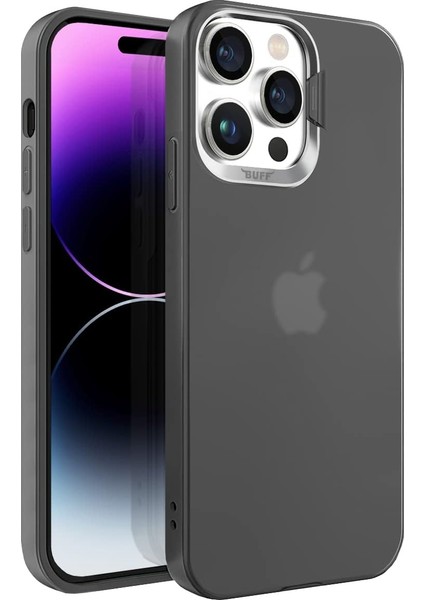 Labs Buff iPhone 14 Pro Max New Corner Kamera Kapaklı Standlı Kılıf Siyah, Buff Labs