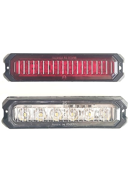 2 Adet 6 Ledli Kırmızı-Beyaz Çakar Lamba 12-24 Volt