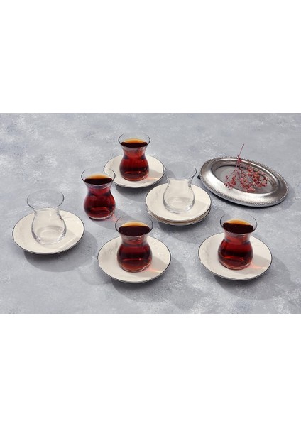 Metrashop Suzanne Platin 6 Kişilik Çay Takımı