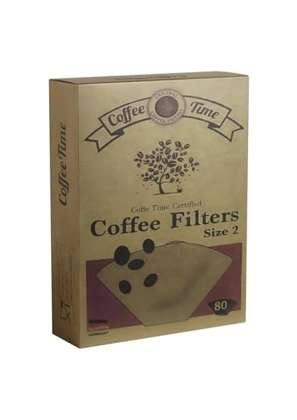 Metrashop Time Sertifikalı Filtre Kahve Kağıdı Coffee Filters 1/2 2 Numara 80'li Paket