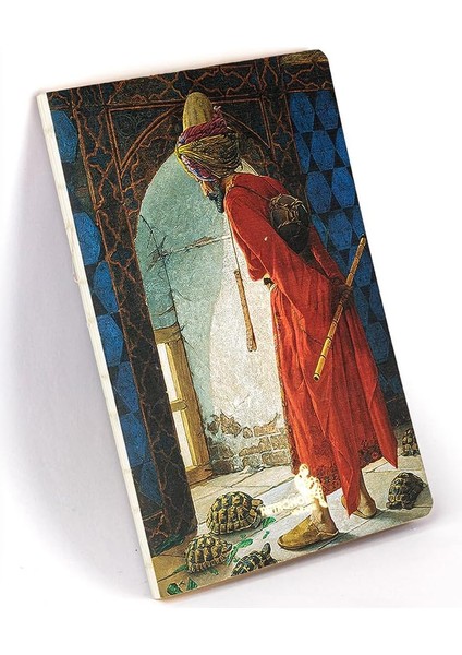 Metrashop Kaplumbağa Terbiyecisi, Osman Hamdi Bey 1906, Vintage Defter Vıı, Çizgisiz, 96 Sayfa, Iplik Dikiş, Esnek Kapak, Yaldızlı Oval Kenar, Tuval Doku, 90 Gram, Fildişi Renk, 14,8X21X1CM