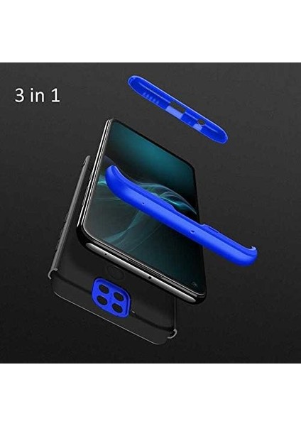 Xiaomi Redmi Note 9 Kılıf 360 Tam Koruma Kapak 3 Parça Slim Fit Siyah-Kırmızı