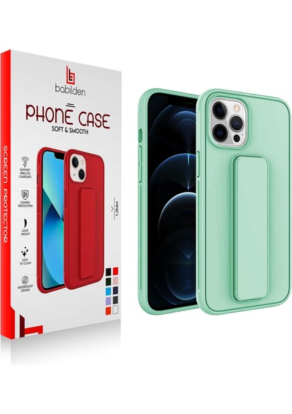 Apple iPhone Mıknatıslı Standlı Darbe Emici Ibola Apple iPhone 12 Pro Kılıf (Turkuaz)