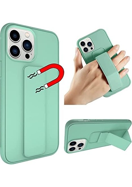 Apple iPhone Mıknatıslı Standlı Darbe Emici Ibola Apple iPhone 12 Pro Kılıf (Turkuaz)