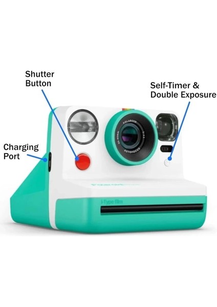 Gen 2 Now I-Tipi Anlık Film Kamerası Red (Gen 2), 16 Film Bundle