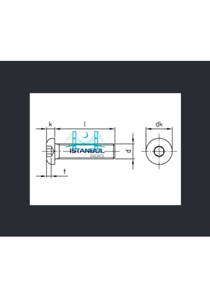 Istanbulinoks - Paslanmaz Bombe Baş Imbus M6X20 mm - 20 Adet