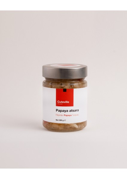 Filipin Usulü Fermente Papaya Turşusu (Katkısız, Cam Kavanoz, 300G)