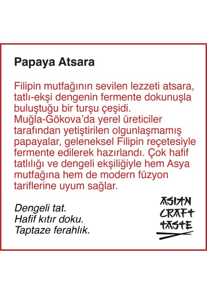 Filipin Usulü Fermente Papaya Turşusu (Katkısız, Cam Kavanoz, 300G) fiyatları
