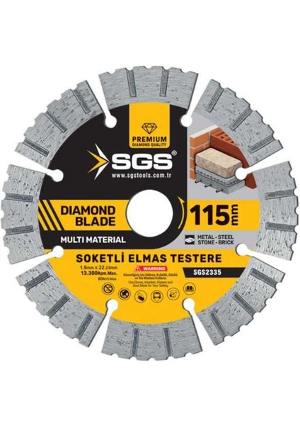 SGS2335 Sgs Soketli Elmas Testere Multi-Material 115MM