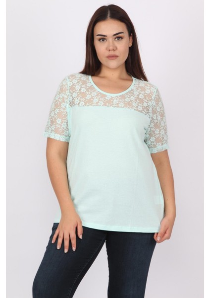 Kadın Beyaz Pamuklu Kumaş Dantel Detaylı Bluz 65N20711 indirimleri