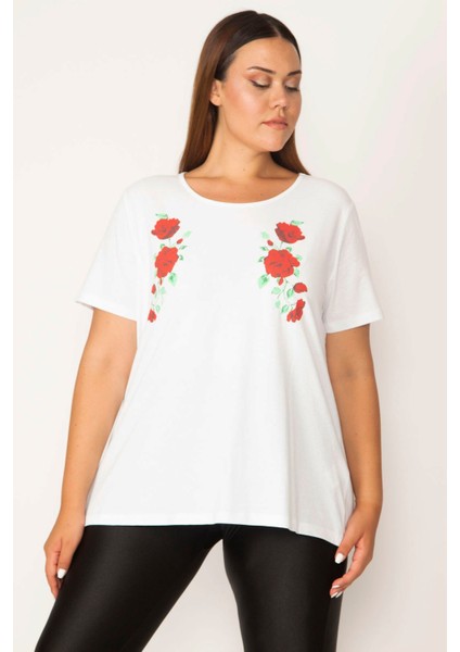 Kadın Beyaz Pamuklu Kumaş Yakası Dantel Kısa Kollu Bluz 65N27659 modelleri