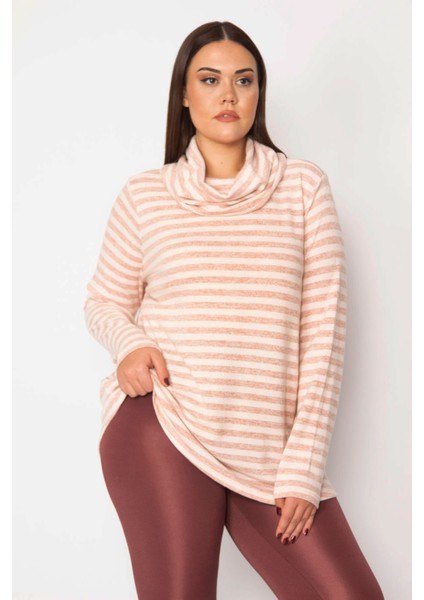 Kadın Pudra Dik Yakalı Yumoş Kumaş Bluz 65N29607 fırsatları
