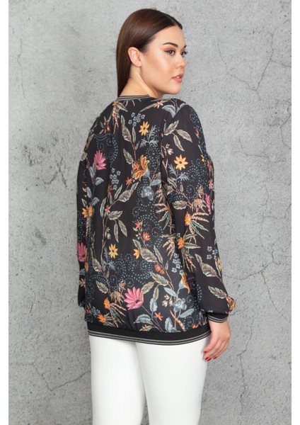 Kadın Siyah Sim Ribana Detaylı Şifon Bluz 65N30255 fiyatları