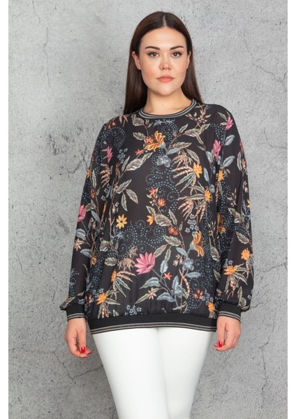 Kadın Siyah Sim Ribana Detaylı Şifon Bluz 65N30255 modelleri