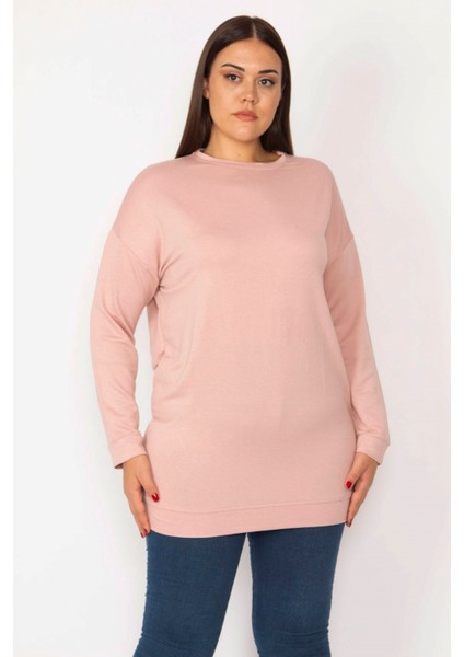 Kadın Pembe Bisiklet Yakalı Uzun Kollu Viskon Bluz 65N29997