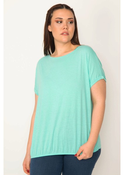 KADIN MİNT ETEK UCU LASTİKLİ DUBLE KOL BLUZ modelleri