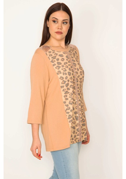 Kadın Vizon Payet Detaylı Leopar Desenli Bluz modelleri