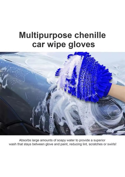 Mikrofiber Oto Yıkama ve Temizlik Eldiveni Makarna Desenli Çizmez Ultra Yumuşak