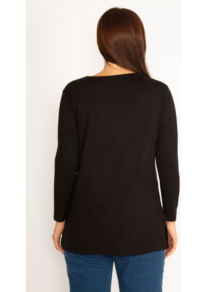 Kadın Siyah Önü Payet Detaylı Uzun Kollu Bluz 65N34724 fırsatları