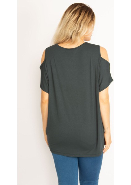 Kadın Yeşil Omuz Dekolteli Bluz 65N34630 fırsatları