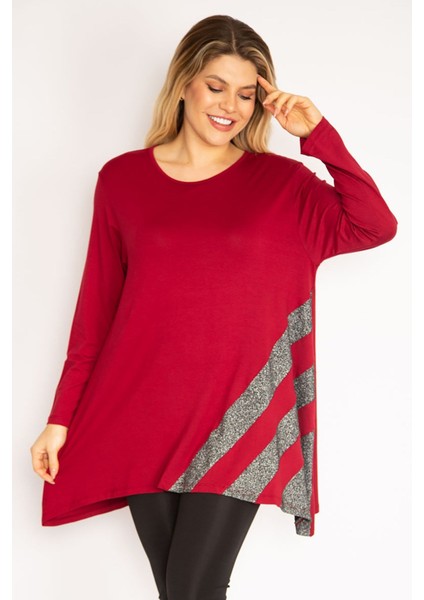 Kadın Bordo Sim Detaylı Tunik 65N35186