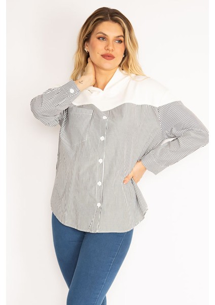 Kadın Gri Ön Düğmeli Kapşonlu Spor Gömlek Tunik 65N35184 indirimleri