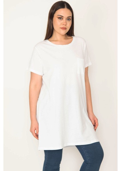Kadın Beyaz Pamuklu Kumaş Peto Cepli Tunik 65N31752 fiyatları