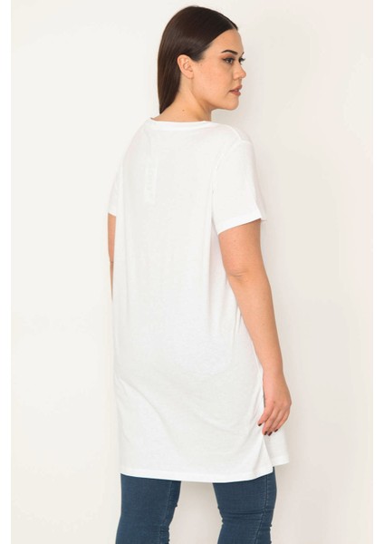 Kadın Beyaz Pamuklu Kumaş Peto Cepli Tunik 65N31752 fırsatları