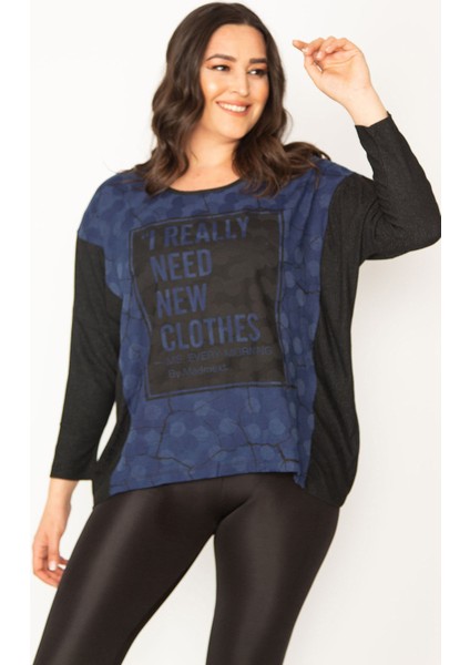 Kadın Siyah Yarasa Kol Ön Detaylı Tunik 65N31027