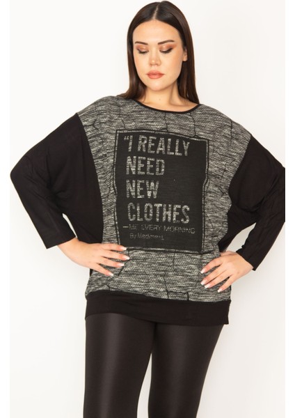 Kadın Siyah Baskı Detaylı Iki Renkli Tunik 65N31415 fiyatları