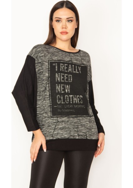 Kadın Siyah Baskı Detaylı Iki Renkli Tunik 65N31415 indirimleri