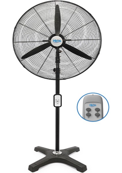 HEF-AK650 190W 65 cm Siyah 3 Kanat Kumandalı Sanayi Tipi Ayaklı Vantilatör