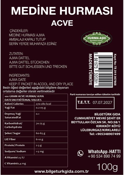 Acve Hurması 100 gr
