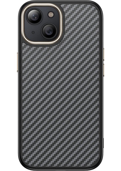 Apple iPhone 15 Kılıf M-Safe Şarj Özellikli Karbon Fiber Görünümlü Frm Antina Kapak - Gri