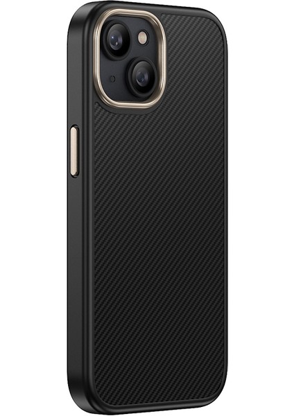 Apple iPhone 15 Kılıf M-Safe Şarj Özellikli Karbon Fiber Görünümlü Frm Antina Kapak - Gri