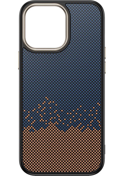 iPhone 14 Pro Kılıf M-Safe Şarj Özellikli Karbon Fiber Görünümlü Frm Antina Kapak - Siyah-Yeşil
