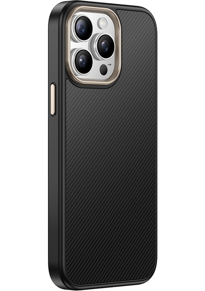 iPhone 14 Pro Kılıf M-Safe Şarj Özellikli Karbon Fiber Görünümlü Frm Antina Kapak - Siyah-Yeşil