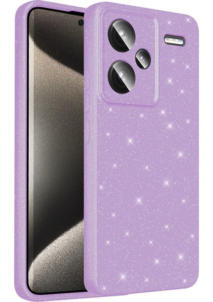 Xiaomi Redmi Note 13 Pro Plus 5g Kılıf Kamera Korumalı Simli Lüks Frm Koton Kapak - Lila