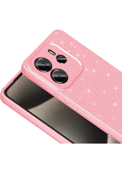 Xiaomi Redmi Note 14 Kılıf Kamera Korumalı Simli Lüks Frm Koton Kapak - Lila