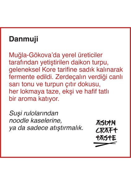 Kore Usulü Danmuji – Fermente Daikon Turpu Turşusu (250G, Zerdeçallı, Katkısız)