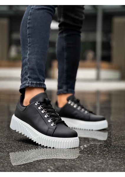 BA0505 Çengel Bağcıklı Siyah Renk Beyaz Tabanlı Günlük Ayakkabı fiyatları