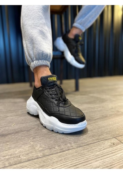 Knack Yüksek Taban Günlük Ayakkabı N75 Kapitone Siyah (Beyaz Taban) indirimleri