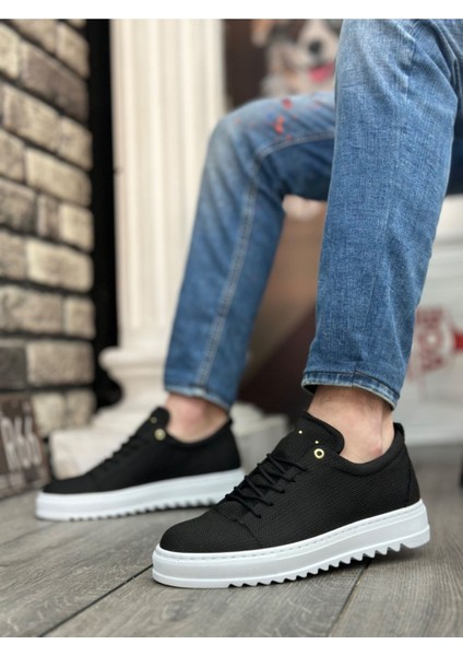BA0152 Bağcıklı Yüksek Taban Siyah Keten Erkek Ayakkabı fiyatları
